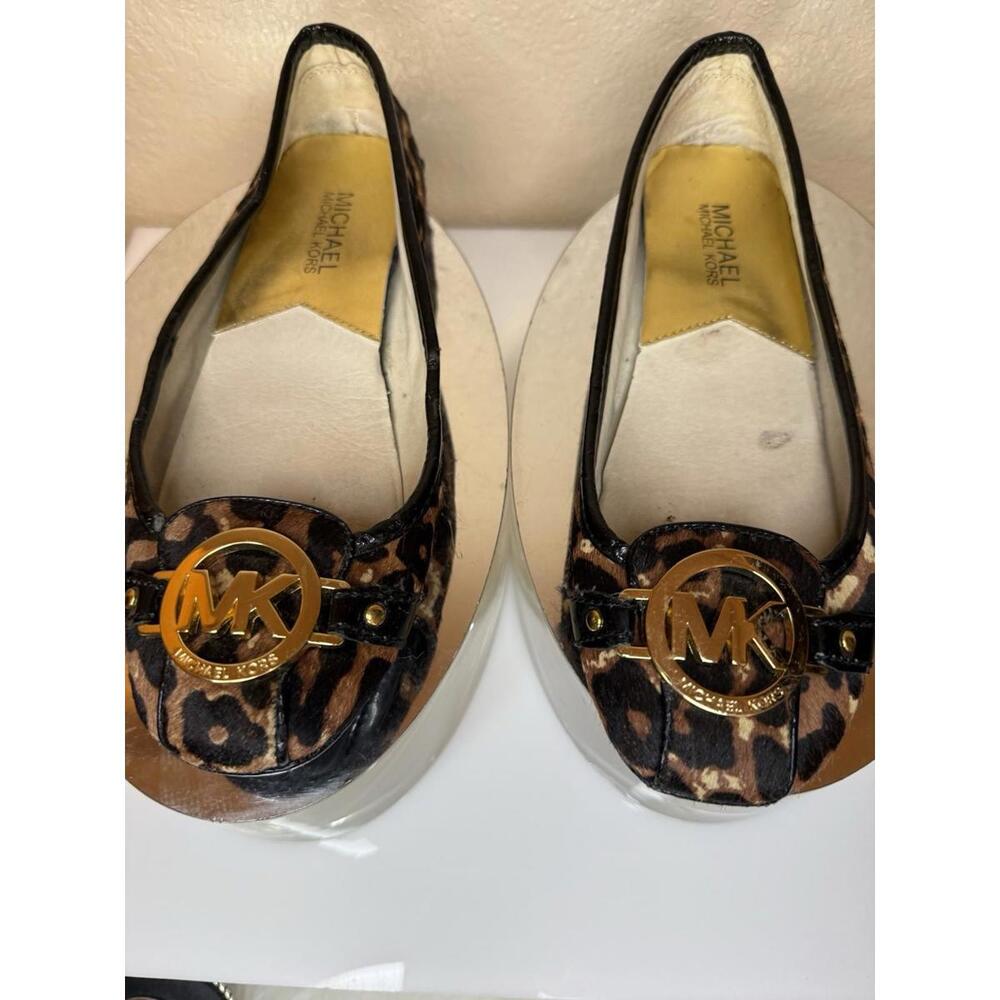 Michael Kors Womens Size 6 Fulton Leopard Print Calf Hair Moccasin‎